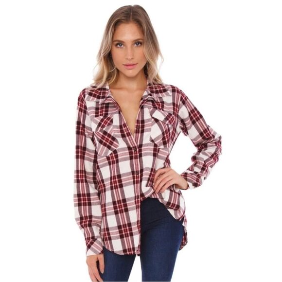 Sanctuary Boyfriend for Life Renegade Plaid Long Sleeve Button Down Shirt - Picture 2 of 3